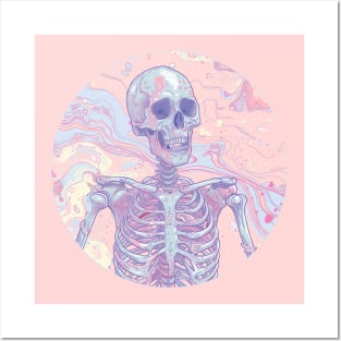 Psychedelic Cute Skeleton Posters and Art